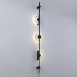 Modern Alabaster Stone Vertical Plug In LED Wall Sconce Accent Light in Gold and Black