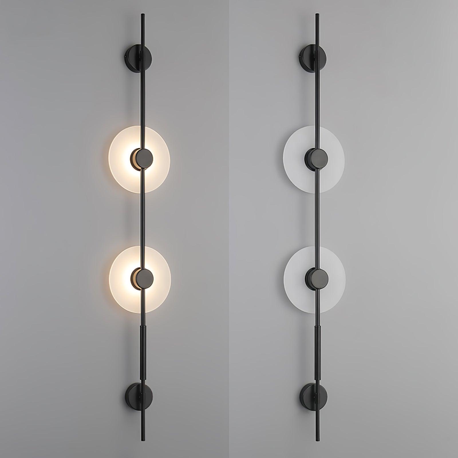 Modern Alabaster Stone Vertical Plug In LED Wall Sconce Accent Light in Gold and Black