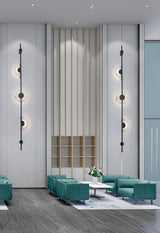 Modern Alabaster Stone Vertical Plug In LED Wall Sconce Accent Light in Gold and Black