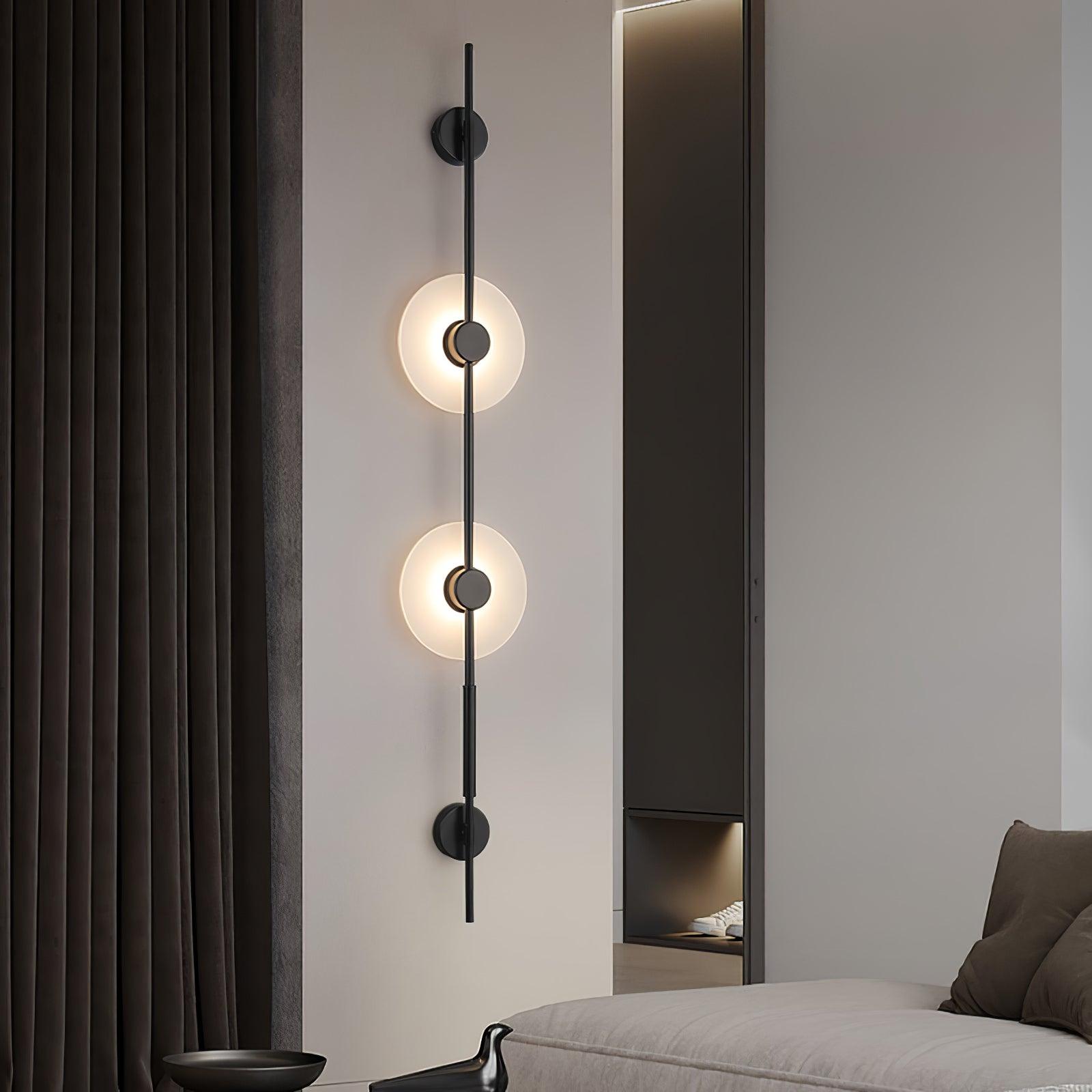Modern Alabaster Stone Vertical Plug In LED Wall Sconce Accent Light in Gold and Black