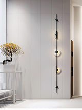 Modern Alabaster Stone Vertical Plug In LED Wall Sconce Accent Light in Gold and Black