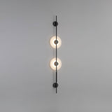 Modern Alabaster Stone Vertical Plug In LED Wall Sconce Accent Light in Gold and Black
