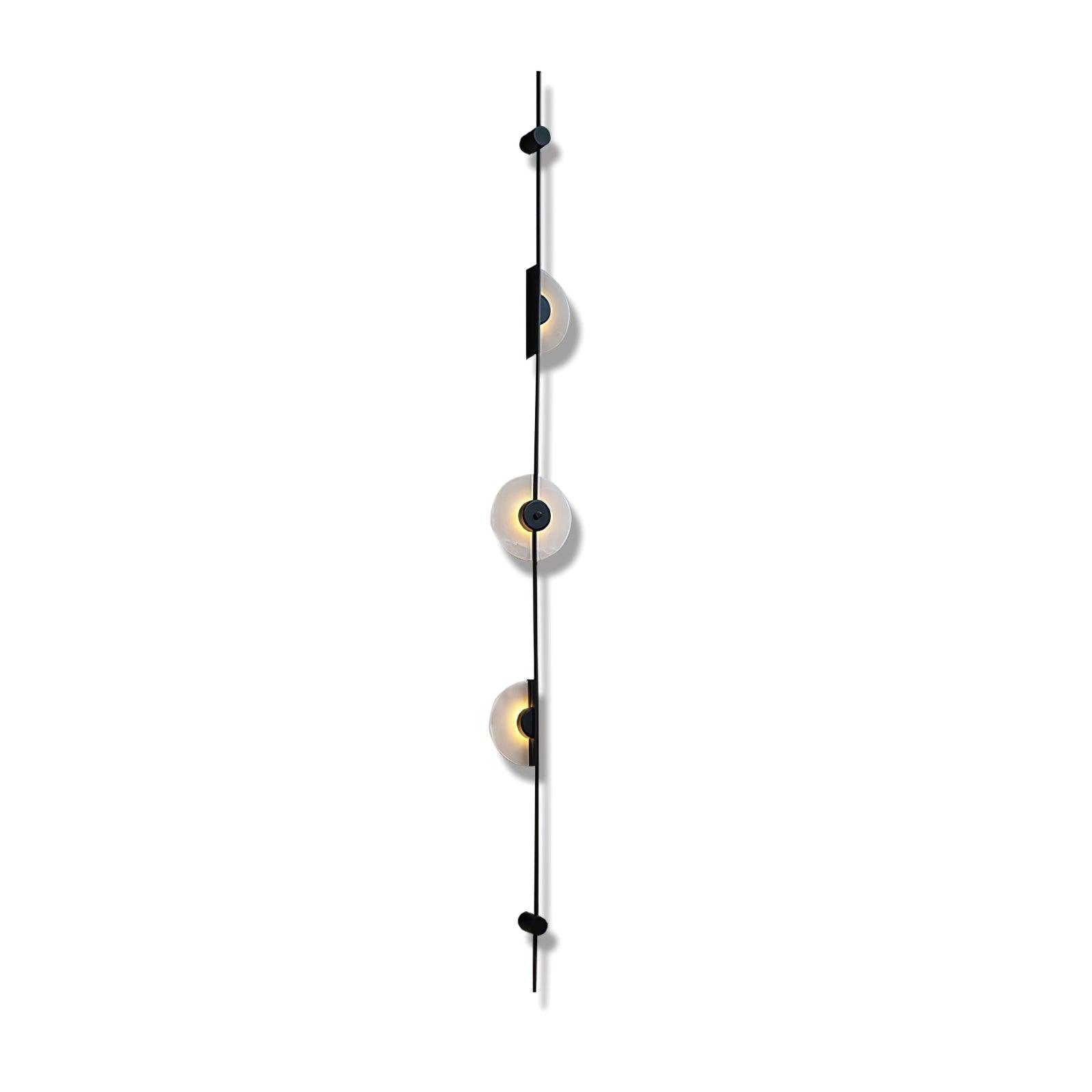 Modern Alabaster Stone Vertical Plug In LED Wall Sconce Accent Light in Gold and Black