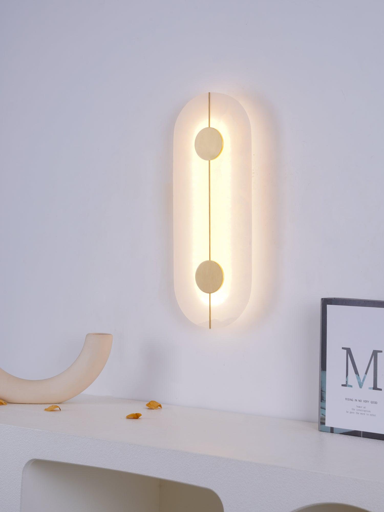 Modern Alabaster Stone Wall Sconce Elegant Brass LED Indoor Light for Hallway and Bedroom