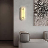 Modern Alabaster Stone Wall Sconce Elegant Brass LED Indoor Light for Hallway and Bedroom