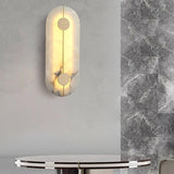 Modern Alabaster Stone Wall Sconce Elegant Brass LED Indoor Light for Hallway and Bedroom