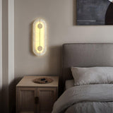 Modern Alabaster Stone Wall Sconce Elegant Brass LED Indoor Light for Hallway and Bedroom