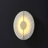 Modern Alabaster Stone Wall Sconce Elegant Brass LED Indoor Light for Hallway and Bedroom