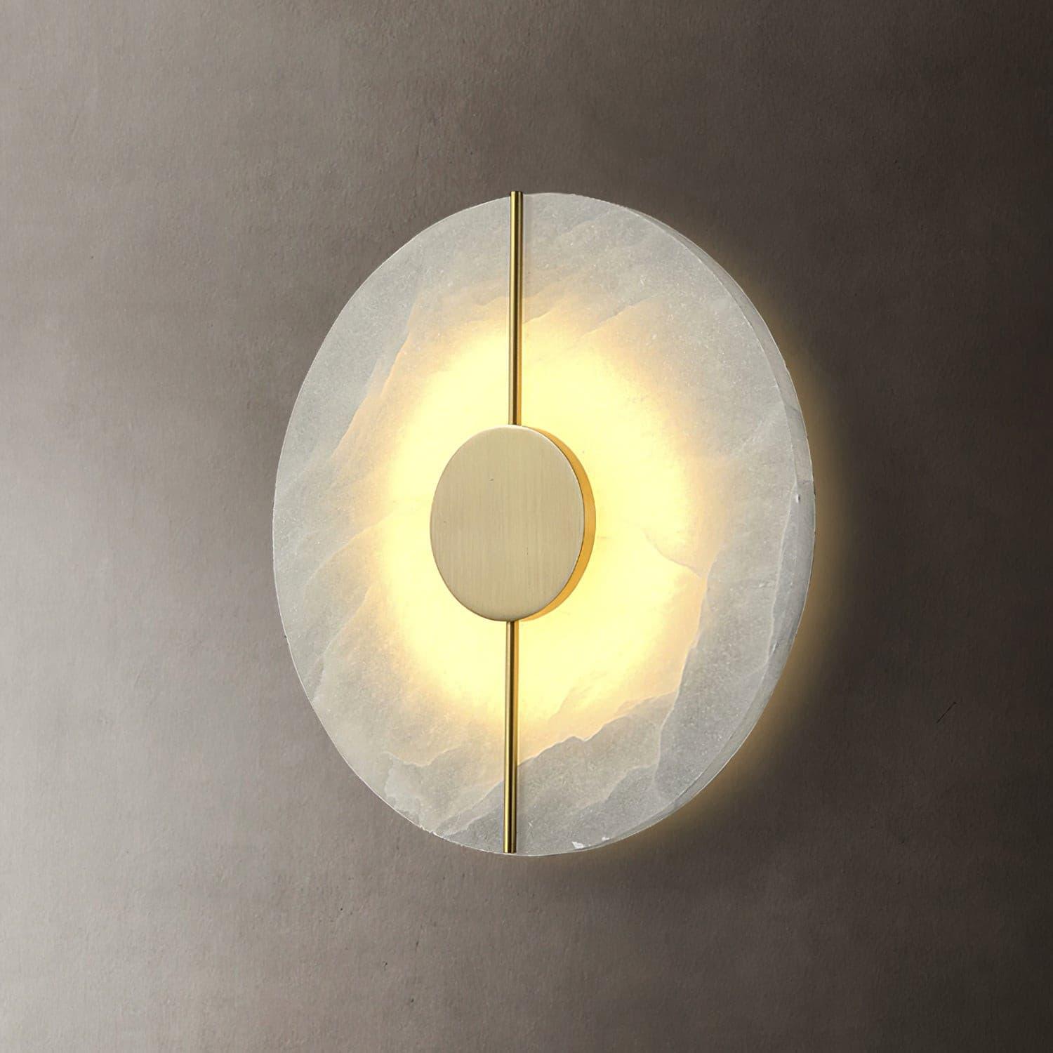 Modern Alabaster Stone Wall Sconce Elegant Brass LED Indoor Light for Hallway and Bedroom