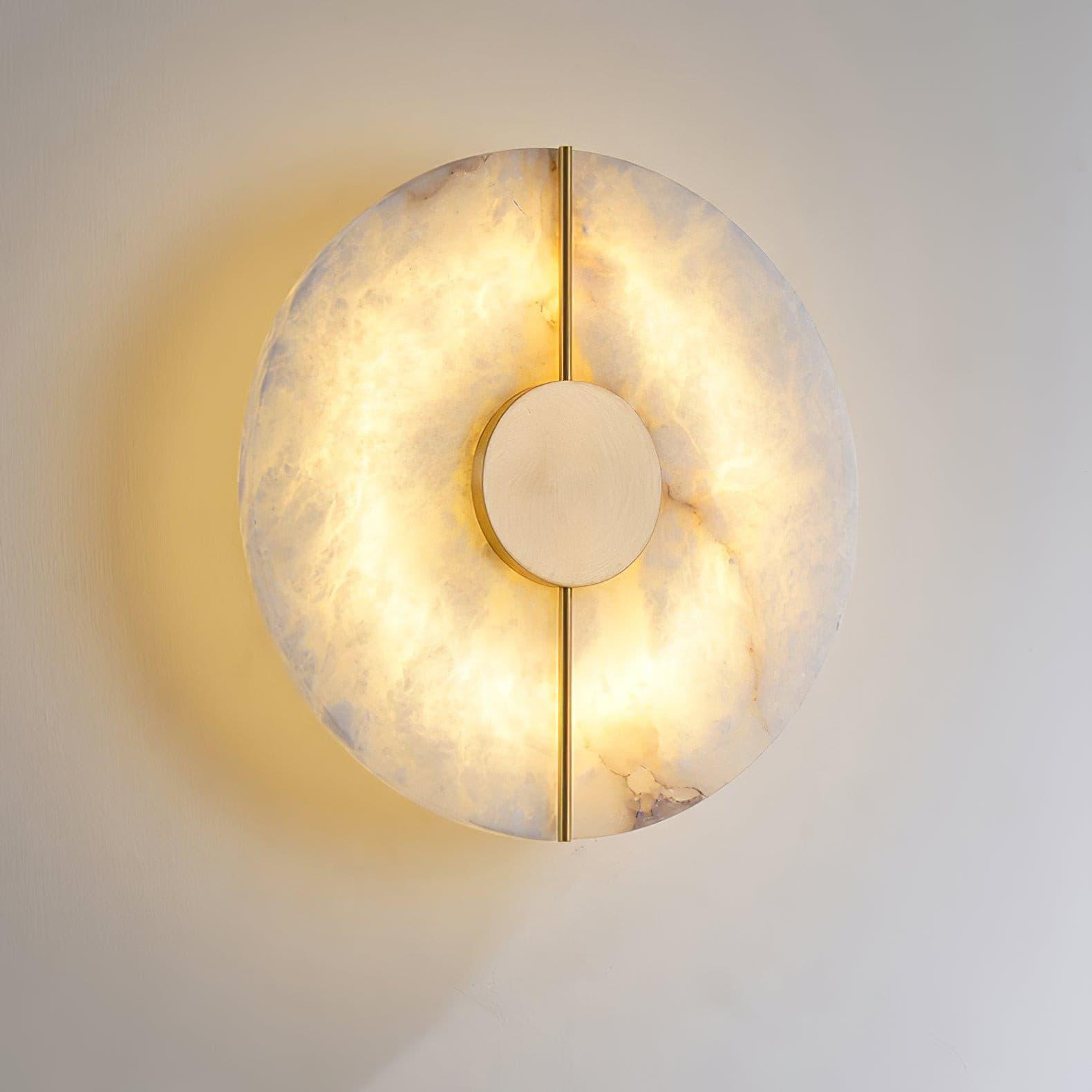 Modern Alabaster Stone Wall Sconce Elegant Brass LED Indoor Light for Hallway and Bedroom