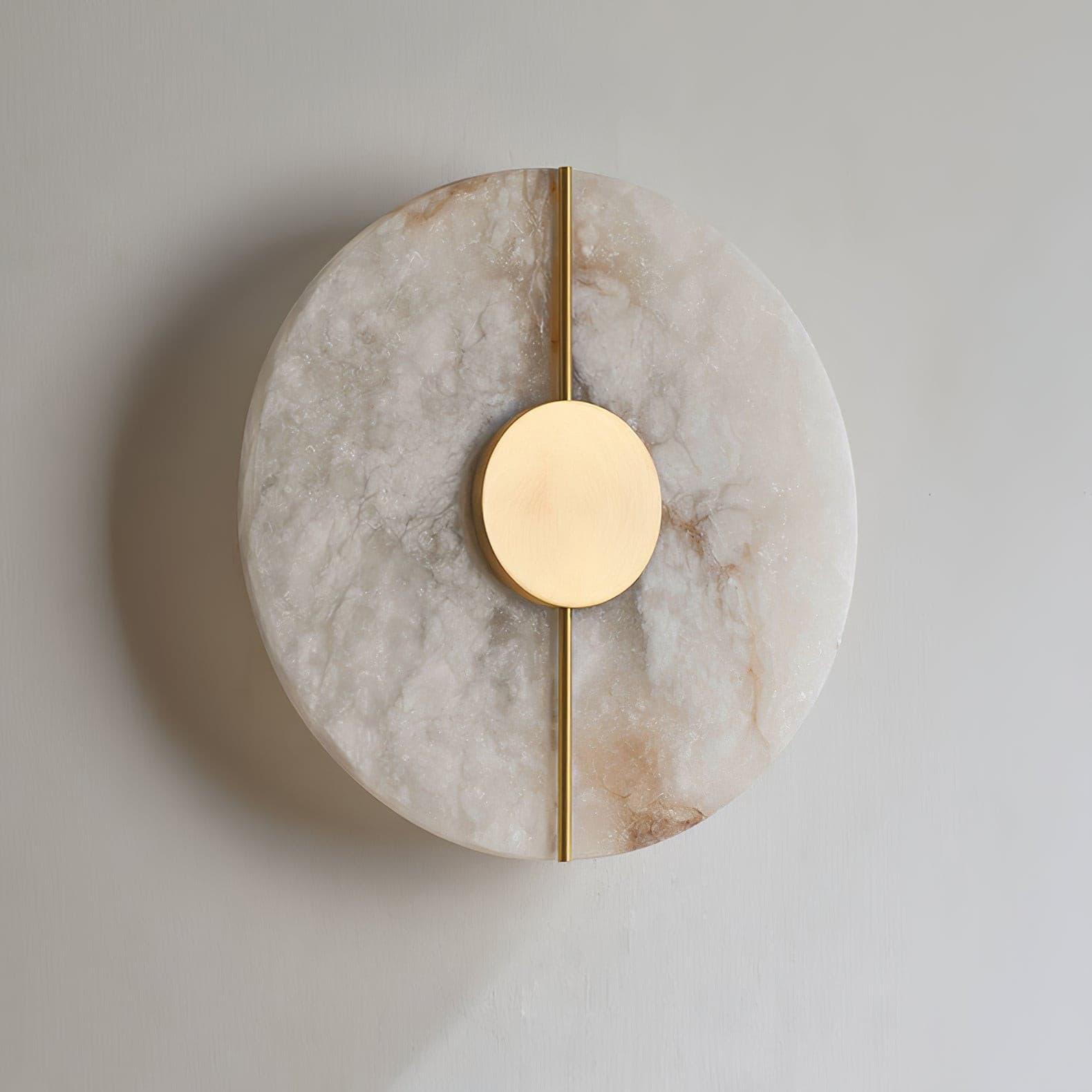 Modern Alabaster Stone Wall Sconce Elegant Brass LED Indoor Light for Hallway and Bedroom
