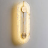 Modern Alabaster Stone Wall Sconce Elegant Brass LED Indoor Light for Hallway and Bedroom
