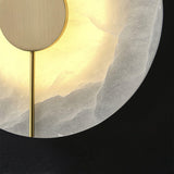Modern Alabaster Stone Wall Sconce Elegant Brass LED Indoor Light for Hallway and Bedroom