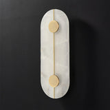 Modern Alabaster Stone Wall Sconce Elegant Brass LED Indoor Light for Hallway and Bedroom