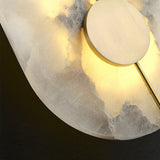Modern Alabaster Stone Wall Sconce Elegant Brass LED Indoor Light for Hallway and Bedroom