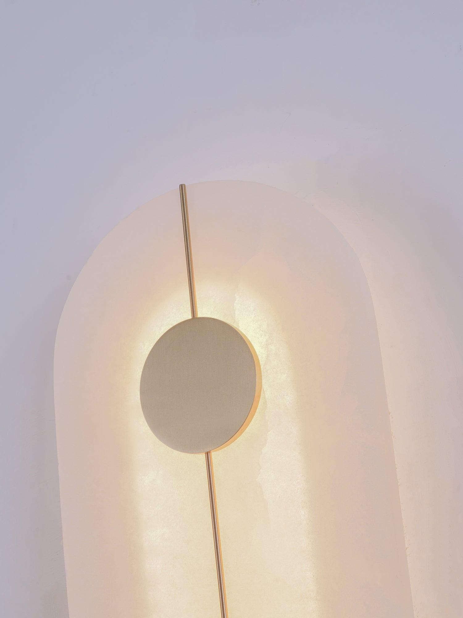 Modern Alabaster Stone Wall Sconce Elegant Brass LED Indoor Light for Hallway and Bedroom