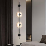 Modern Alabaster Vertical LED Wall Sconce Slim Minimalist Lighting in Gold and Black Finish