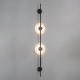 Modern Alabaster Vertical LED Wall Sconce Slim Minimalist Lighting in Gold and Black Finish