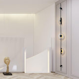 Modern Alabaster Vertical LED Wall Sconce Slim Minimalist Lighting in Gold and Black Finish