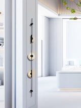 Modern Alabaster Vertical LED Wall Sconce Slim Minimalist Lighting in Gold and Black Finish