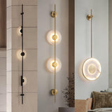 Modern Alabaster Vertical LED Wall Sconce Slim Minimalist Lighting in Gold and Black Finish