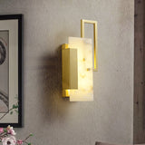 Modern Althea Alabaster LED Wall Sconce with Brass Finish for Living Room Hallway Lighting