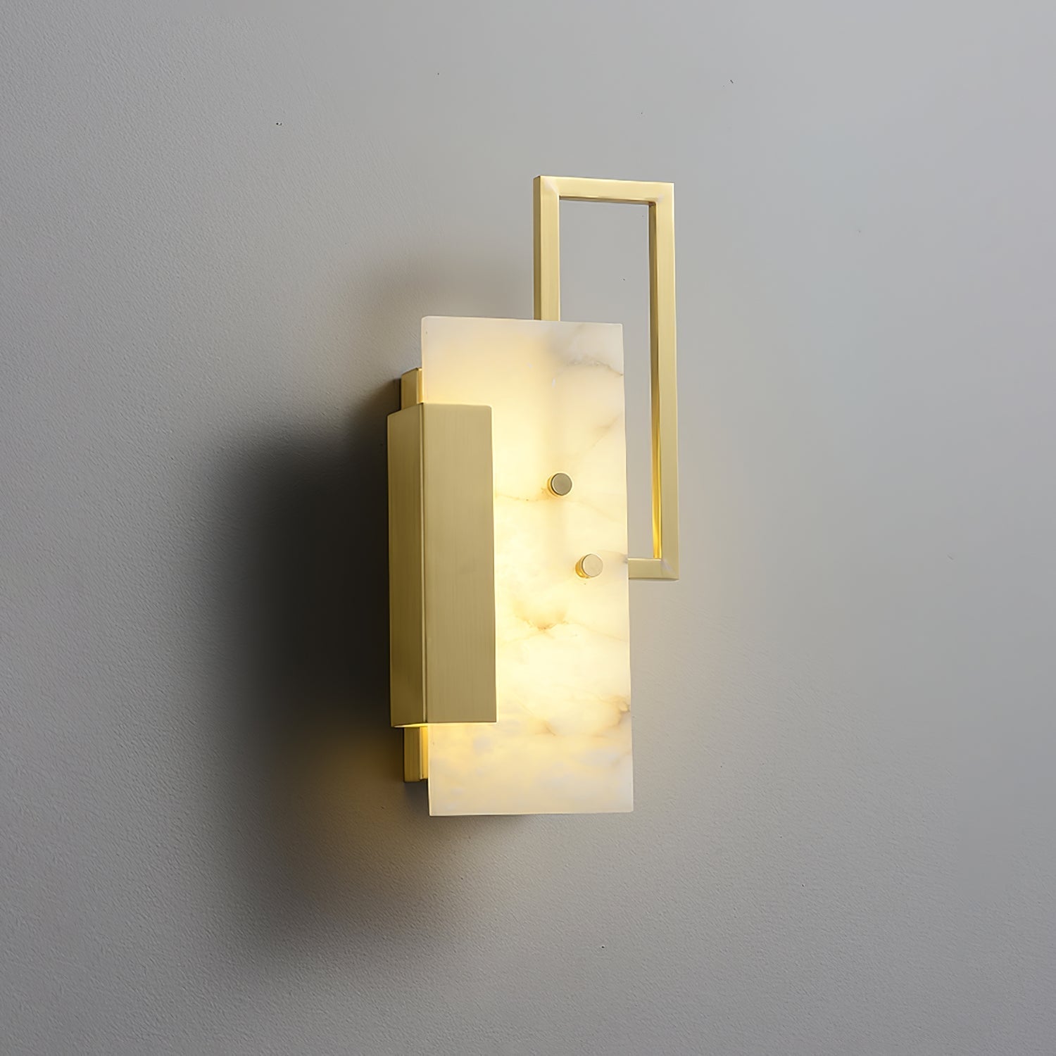 Modern Althea Alabaster LED Wall Sconce with Brass Finish for Living Room Hallway Lighting