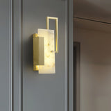 Modern Althea Alabaster LED Wall Sconce with Brass Finish for Living Room Hallway Lighting