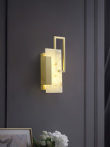 Modern Althea Alabaster LED Wall Sconce with Brass Finish for Living Room Hallway Lighting