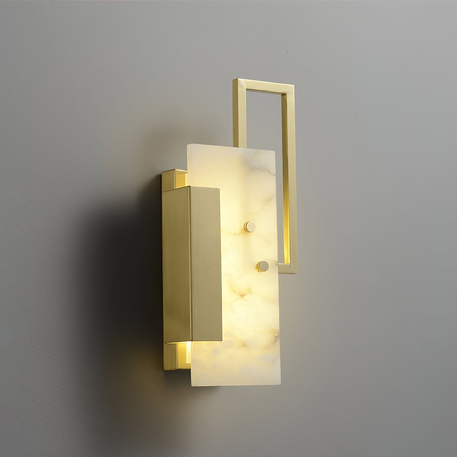 Modern Althea Alabaster LED Wall Sconce with Brass Finish for Living Room Hallway Lighting