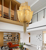 Modern Aluminum Chain Chandelier Shimmering Waterfall Pendant Light for Dining Room