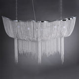 Modern Aluminum Chain Chandelier Shimmering Waterfall Pendant Light for Dining Room
