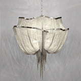 Modern Aluminum Chain Chandelier Shimmering Waterfall Pendant Light for Dining Room