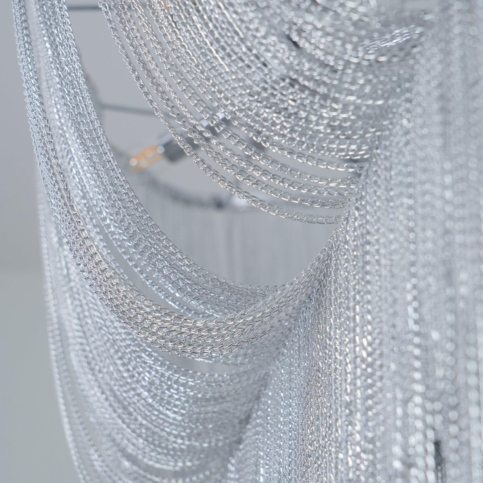 Modern Aluminum Chain Chandelier Shimmering Waterfall Pendant Light for Dining Room