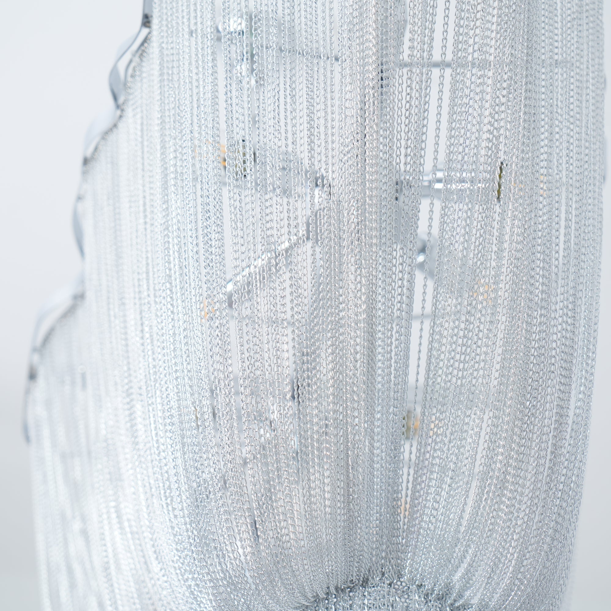 Modern Aluminum Chain Chandelier Shimmering Waterfall Pendant Light for Dining Room