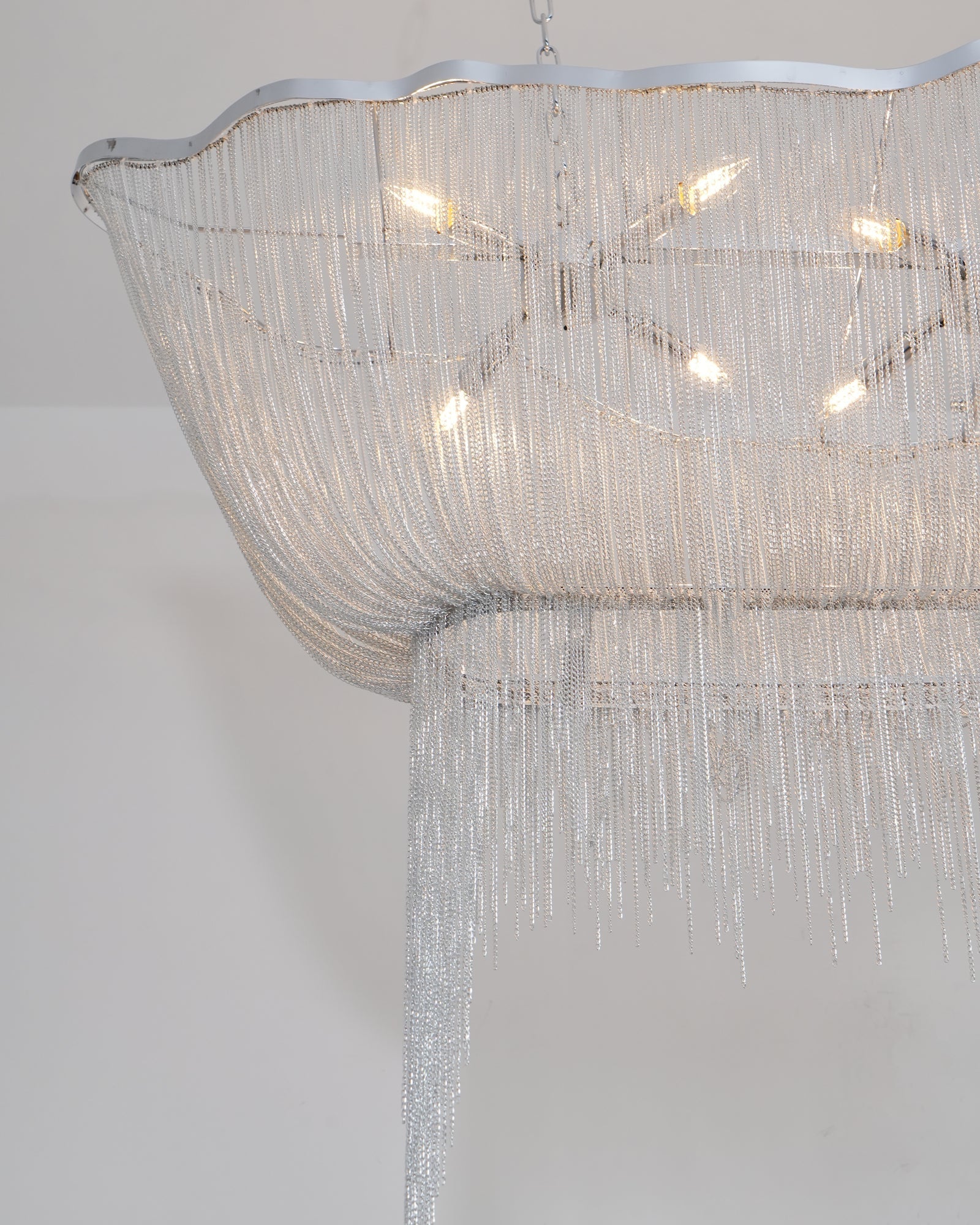Modern Aluminum Chain Chandelier Shimmering Waterfall Pendant Light for Dining Room