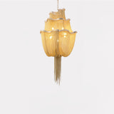 Modern Aluminum Chain Chandelier Shimmering Waterfall Pendant Light for Dining Room