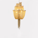Modern Aluminum Chain Chandelier Shimmering Waterfall Pendant Light for Dining Room