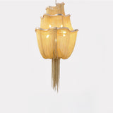 Modern Aluminum Chain Chandelier Shimmering Waterfall Pendant Light for Dining Room