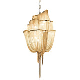 Modern Aluminum Chain Chandelier Shimmering Waterfall Pendant Light for Dining Room