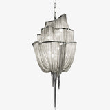 Modern Aluminum Chain Chandelier Shimmering Waterfall Pendant Light for Dining Room