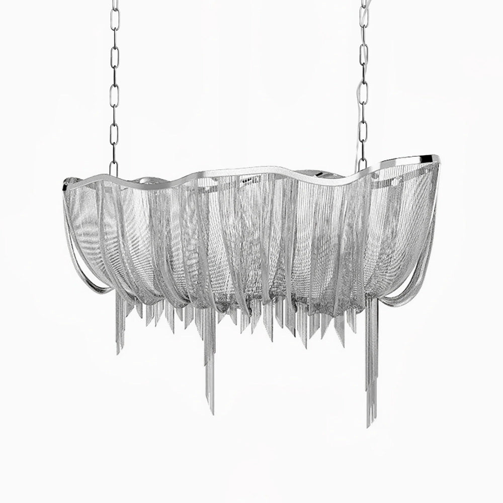 Modern Aluminum Chain Chandelier Shimmering Waterfall Pendant Light for Dining Room