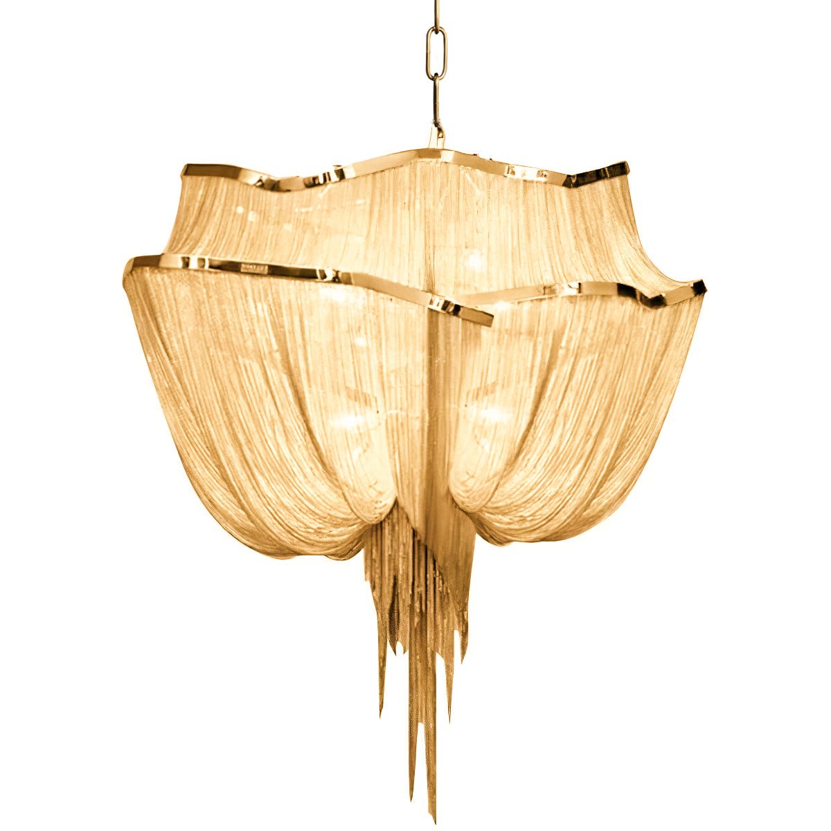 Modern Aluminum Chain Chandelier Shimmering Waterfall Pendant Light for Dining Room