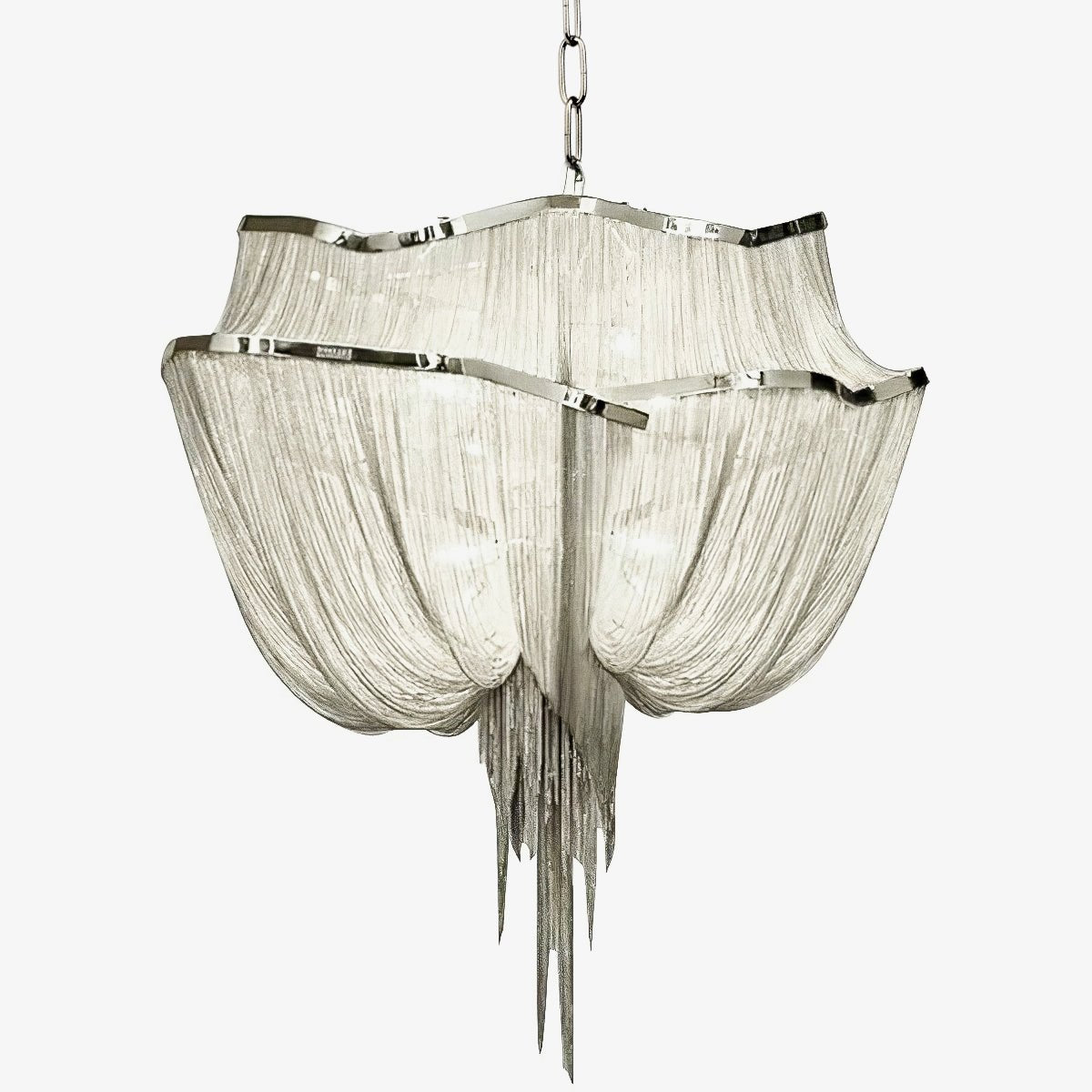 Modern Aluminum Chain Chandelier Shimmering Waterfall Pendant Light for Dining Room