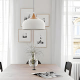 Modern Aluminum Dome Pendant Light with Wood Detail Nordic Single Light Island Fixture