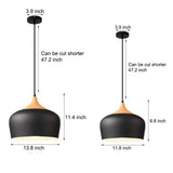 Modern Aluminum Dome Pendant Light with Wood Detail Nordic Single Light Island Fixture