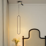 Modern Aluminum Oval LED Pendant Light with Spotlights and 3 Step Dimming Adjustable Hanging Lamp