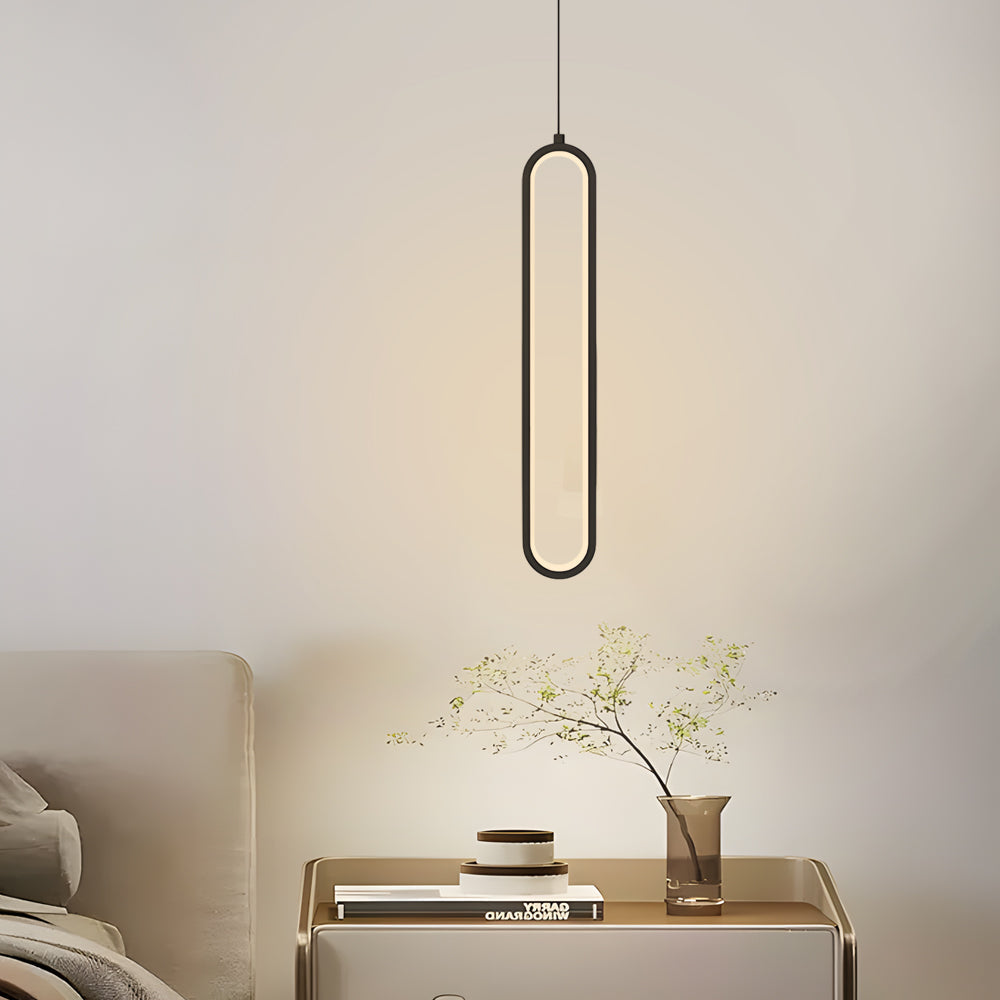 Modern Aluminum Oval LED Pendant Light with Spotlights and 3 Step Dimming Adjustable Hanging Lamp