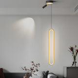 Modern Aluminum Oval LED Pendant Light with Spotlights and 3 Step Dimming Adjustable Hanging Lamp