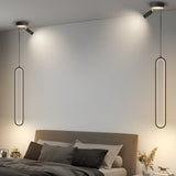 Modern Aluminum Oval LED Pendant Light with Spotlights and 3 Step Dimming Adjustable Hanging Lamp